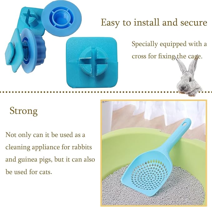 Hamiledyi Guinea Pig Potty Training Small Animal Litter Box Ferret Litter Box Bunny Plastic Square Cage Toilet with Grate(Blue)
