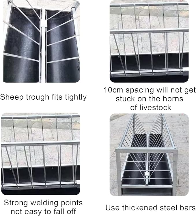 Goat Hay Feeder 2 in 1 Livestock Feeder 5-Feet Long Outdoor Pasture Feeder Heavy Duty 77 Gallon Multiple Sided Goat Hay Rack for Horses Sheep Cattle Cows Farm Courtyard