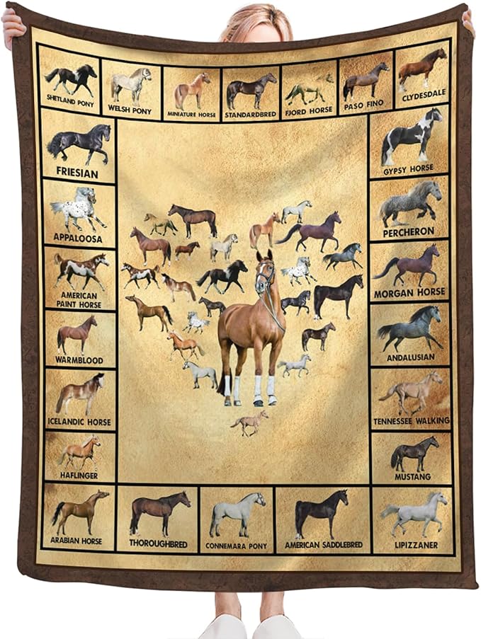 Tijuboni Horses Throw Blanket Horse Gifts for Girls Boys Women Men Kids Adults Soft Flannel Fleece Blanket for Couch Sofa Bed Home Decor 40"x50"