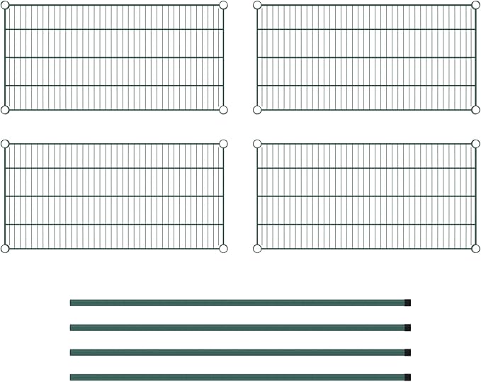 Commercial NSF Listed Green Epoxy Stationary Wire Shelving Kit 18" x 36" x 54", with 4 Shelves Perfect for Warehouse, Walk-in Refrigerator, Freezer, Grocery Store, Restaurant, Dishroom