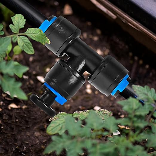 10 Pack 1/4" End Plugs for Drip Irrigation Tee Connectors, Quick Connect Universal Drip Irrigation Tubing Coupling Valve, Connector Locking Fitting for Sprinkler or Drip Irrigation System