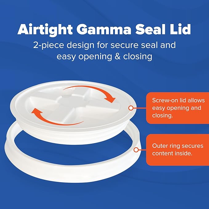 ePackageSupply Premium 5 Gallon Food Grade Plastic Pail with Gamma Seal Lid | Made in USA | BPA-Free | Heavy-Duty 90 Mil | Airtight Stackable Container, 24 Count
