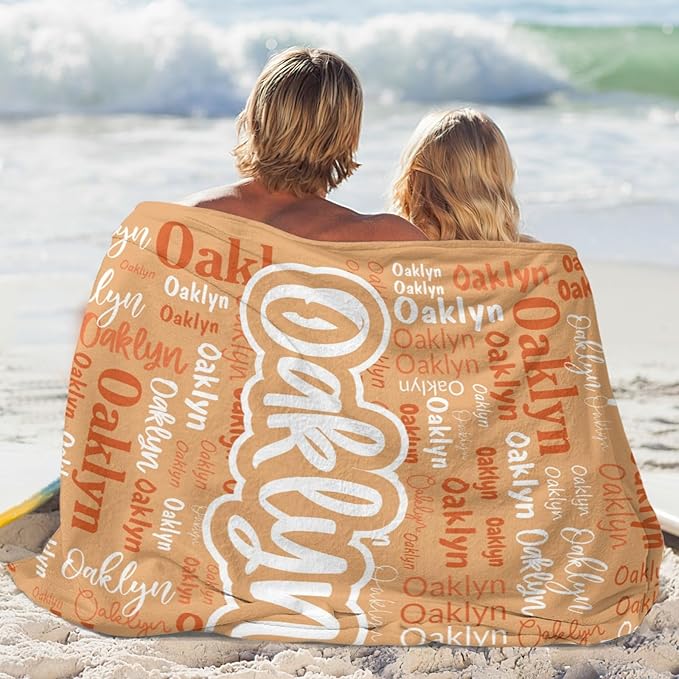Custom Blanket with Name Personalized Blankets for Kids Adult Boys Girls Flannel Monogrammed Customized Blankets Throw (60''x80'')