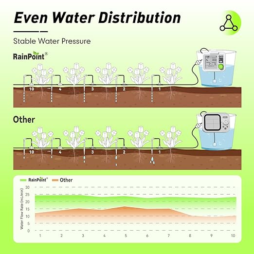 RAINPOINT Large Display Automatic Plant Waterer Indoor for Up to 20 Pot Plants,Cycle & Soak Mode Vacation Self Watering Drip Irrigation System Device Kit for Balcony Office Patio Greenhouse Grow Tent