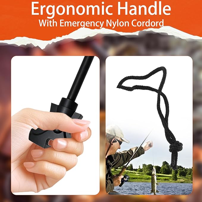 Magnesium Fire Starter with Striker, High Temp Magnesium Rod, Ferro Rod Fire Starter Survival Tool with Waterproof Tinder and Steel Fire Striker for Camping, Hiking and Emergency