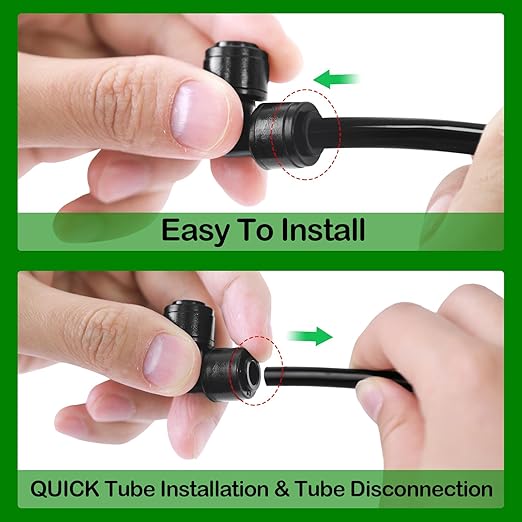30 Pieces 1/4 Inch Drip Irrigation Elbow Fittings - 1/4'' Drip Line Push-to-Fit Connectors for 1/4 Inch Drip Irrigation Tubing Leak Free Lock Elbow Parts for Drip Irrigation System