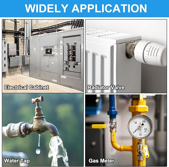 PATIKIL 4 Way Utility Key, 6 Pack Multifunction Triangle Square Panel Cross Sillcock Key Gas Water Meter Keys Wrench for Valve Spigots Electrical Cabinet Opening, Black