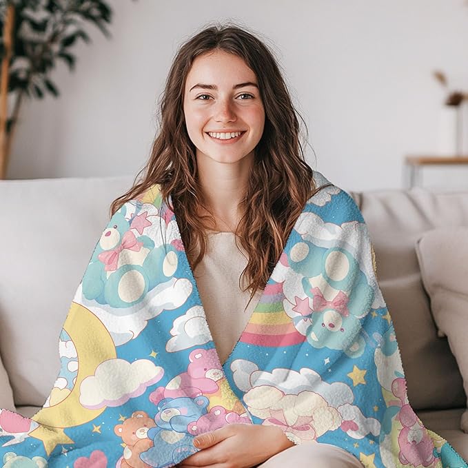 Bear Blanket, Soft Vintage Blanket for Kids and Adults, Cozy Bear Blankets Gift for Girls, Warm Flannel Throw Blankets for Bed, Sofa, Holiday, Birthday Gifts for Christmas Thanksgiving 40x50