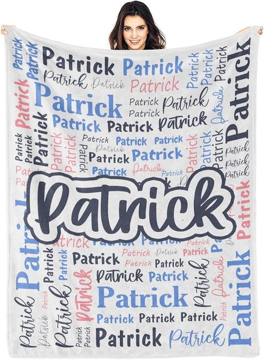 Custom Blanket with Name Personalized Blankets for Kids Adult Boys Girls Flannel Monogrammed Customized Blankets Throw (30''x40'')