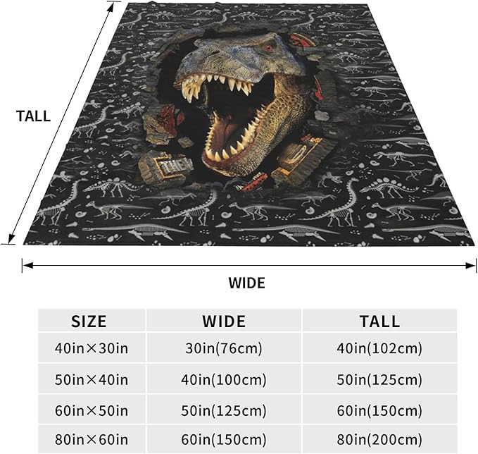 Dinosaur Blanket, Dinosaurs Throw Blanket, Animal Wild Gifts Blankets Stuff Fleece Flannel Plush for Boys Men Girls Women Lovers Adults Soft Bedding Gift for Sofa Bed Office Home Decor 50"X60"
