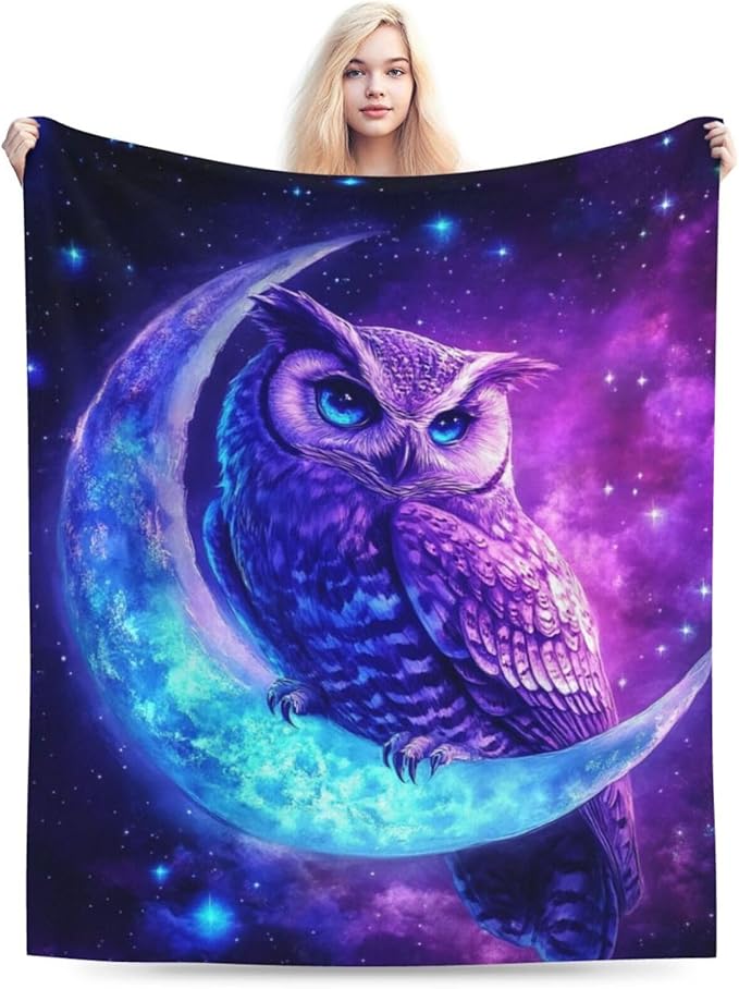 Owl Blanket Owls Blankets Fleece Plush Flannel Super Soft Cozy Fuzzy Warm Lightweight Stuff Owl Lover Decor Gifts for Boys Girls Kids Adults Men Women 50" x 60"