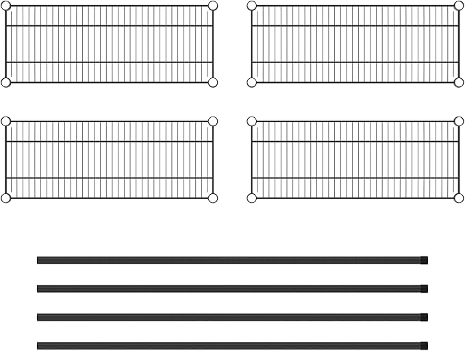 Commercial NSF Listed Black Epoxy Stationary Wire Shelving Kit 12" x 30" x 54", with 4 Shelves Perfect for Warehouse, Walk-in Refrigerator, Freezer, Grocery Store, Restaurant, Dishroom