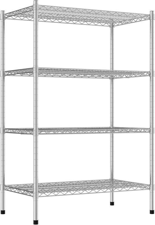 Commercial NSF Listed Chrome Stationary Wire Shelving Kit 21" x 36" x 54", with 4 Shelves Perfect for Warehouse, Walk-in Refrigerator, Freezer, Grocery Store, Restaurant, Dishroom