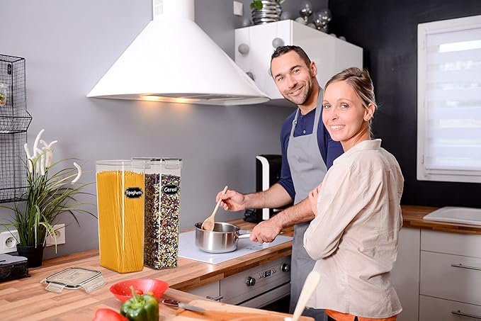 Wildone Airtight Food Storage Containers Set of 9 BPA Free Cereal & Dry Food Storage Containers 2.8L / 11.83 cups for Sugar, Flour, Snack, Baking Supplies, with 20 Chalkboard Labels & 1 Marker