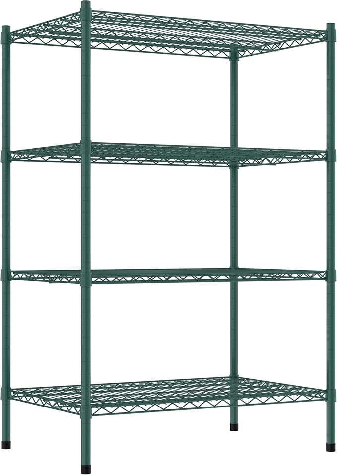Commercial NSF Listed Green Epoxy Stationary Wire Shelving Kit 24" x 36" x 54", with 4 Shelves Perfect for Warehouse, Walk-in Refrigerator, Freezer, Grocery Store, Restaurant, Dishroom