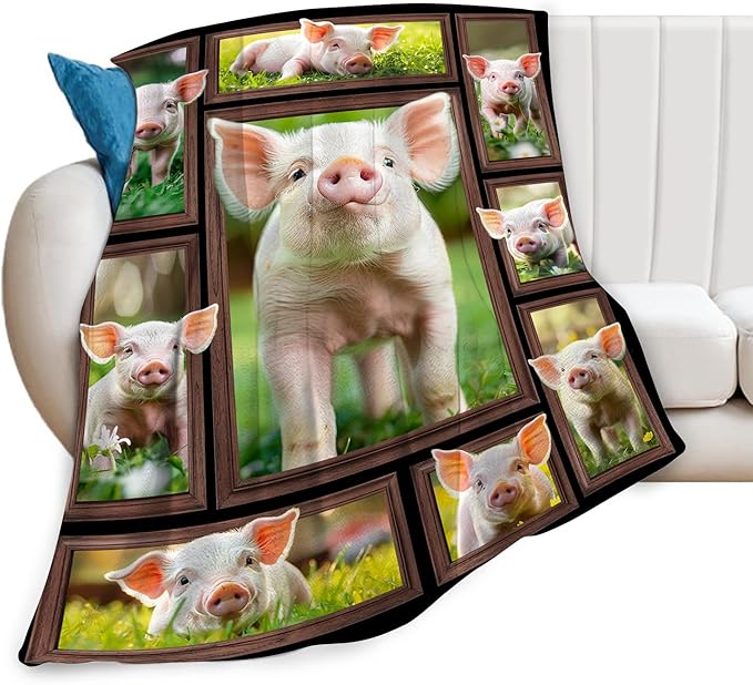 Pig Blanket Pig Gifts for Lovers Throw Blanket Stuff Cozy Plush Fleece Flannel Animal Blankets for Girls Boys Women Men 80"X60"