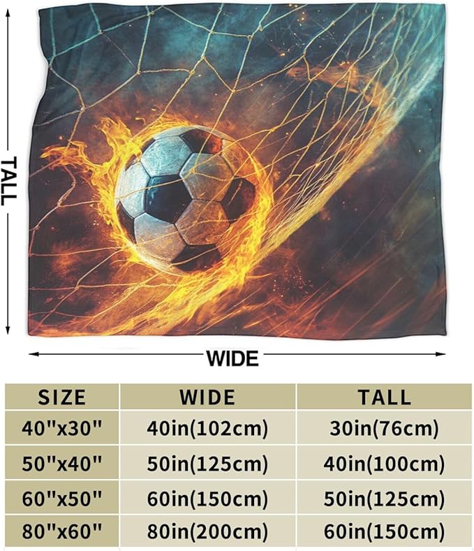 Soccer Blanket Sports Throw Blanket Soft Warm Cozy Fuzzy Plush Football Throw Blanket Gifts for Girls Women Soccer Stuff Lightweight Fleece Flannel Gift Blankets for Kids Adults 50"X60"