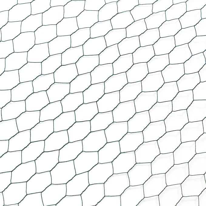 Hardware Cloth for Chicken Wire Fencing of Chicken Coop-1x1.57in Mesh AWG 18 Gauge 43.2in x 196.85ft Anti-Rust Hexagonal PVC Coated Galvanized Wire Mesh Roll-Chicken Runs, Poultry Netting