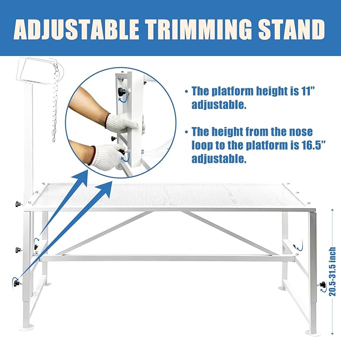 Goat Milking Stand Goat Stand Sheep Stand for Trimming Metal Livestock Stand with Adjustable Headpiece Goat Shearing Livestock Stand Height Adjustable, White