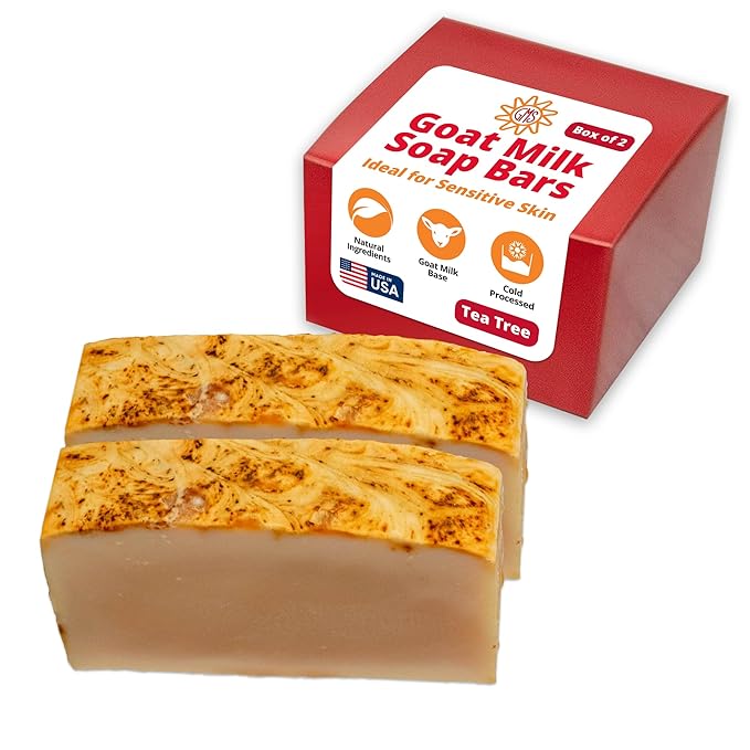 Goat Milk Stuff Goat Milk Soap - TEA TREE | Natural Soap Bars For Women and Men, Face Soap for acne - Handmade (Box of 2)