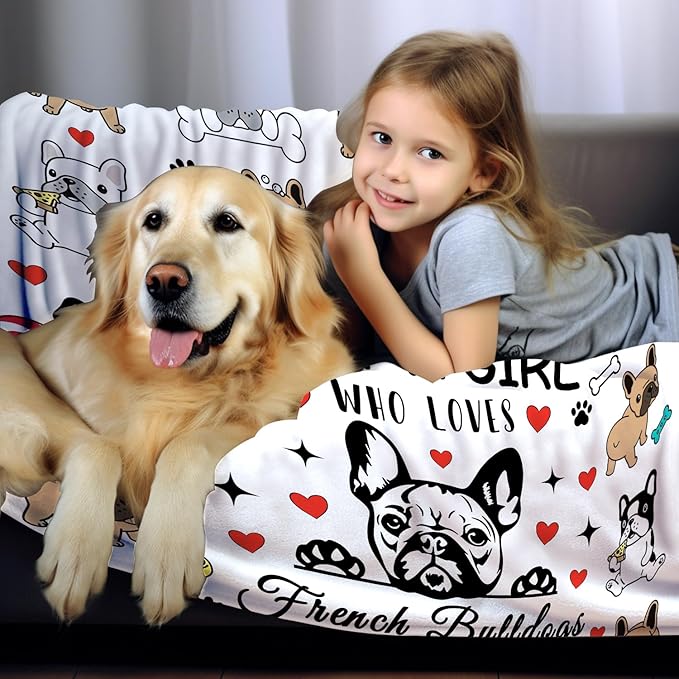 Funny French Bulldog Blanket Gifts for Women French Bulldog Lovers,Flannel Animal Stuff Pet Dog Throw Blanket Birthday for Girls Kids Men Adults 50"x40"