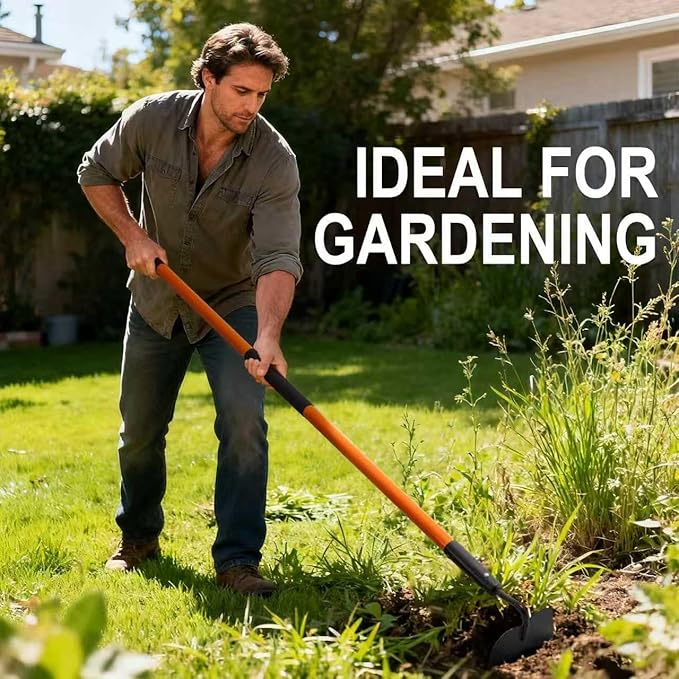 Garden Hoe Tool, 58 Inches Hoe Garden Tool with Fiberglass Long Handle, Heavy Duty Garden Hoe for Weeding