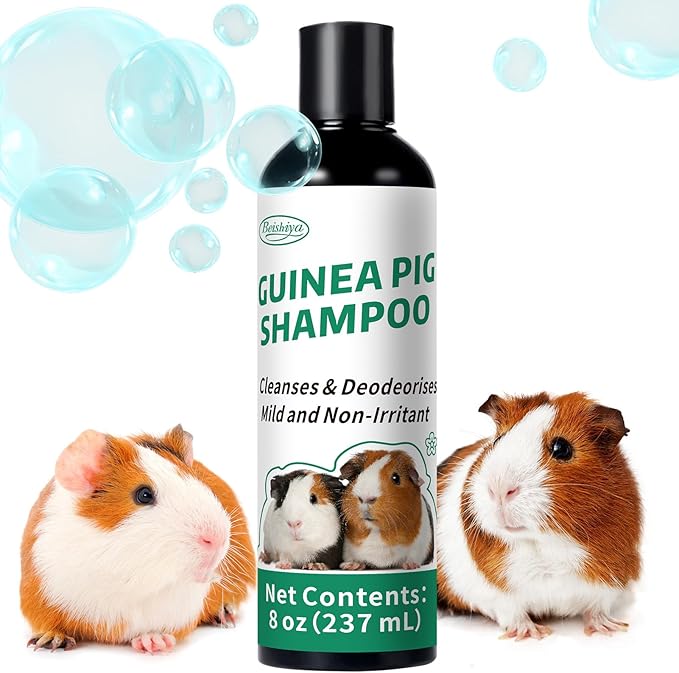 Guinea Pig Shampoo 8 oz - Naturally Effective Shine Skin & Coat Formula - NO Fragrance, Hypoallergenic, Relieves Dry, Itchy Skin, Eliminates Odors