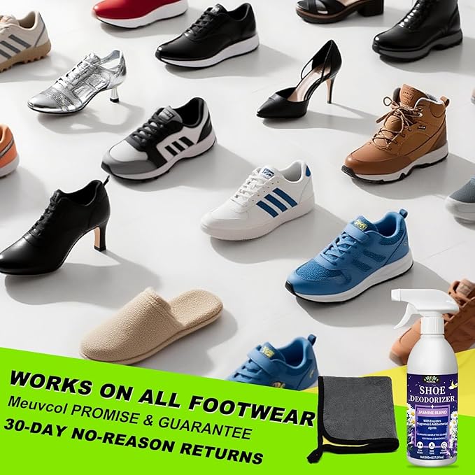 Shoe Deodorizer Spray – 17.6 Floz Powerful Odor Elimination For Shoe, Sneaker, Boot, Cleats & Leather – Long Lasting Shoe Odor Spray For Smelly Sandals, Freshener & Smell Remover for Stinky Footwear