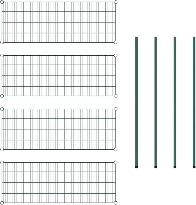 Commercial NSF Listed Green Epoxy Stationary Wire Shelving Kit 18" x 48" x 54", with 4 Shelves Perfect for Warehouse, Walk-in Refrigerator, Freezer, Grocery Store, Restaurant, Dishroom