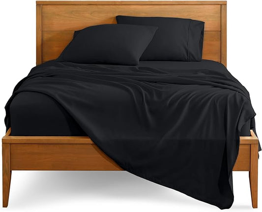 Bare Home King Sheet Set - Luxury 1800 Ultra-Soft Microfiber King Bed Sheets - Double Brushed - Deep Pockets - Easy Fit - 4 Piece Set - Bedding Sheets & Pillowcases (King, Black)