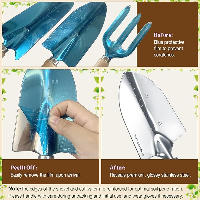 Gardening Tools Set 9-Piece Heavy-Duty Gardening Gifts for Women Mom Wife Gardening Hand Tools with Purple Floral Tote Bag and Repotting Mat, halilus Stainless Steel Garden Supplies Kit