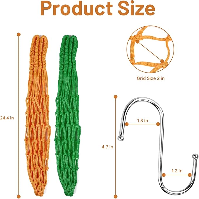 2 PCS Chicken Vegetable Hanging Feeder, Reusable Chicken Treat Holder, Poultry Feeding Tool with Hooks, for Chicken Duck (Yellow and Green)