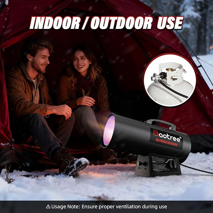 60,000 BTU Forced Air Propane Heater, 10 ft Hose with Regulator Included,Portable Space Heater for Garage, Adjustable Liquid Propane for Shop, Jobsite, Construction Sites