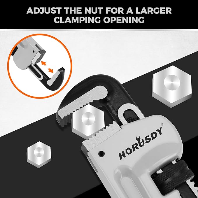 HORUSDY 3 - Piece Aluminum Pipe Wrench Set 10", 14", 18" | Ultra-Light Durable Adjustable Pipe Wrenches for Plumbing, HVAC, Farm, DIY | Heavy Duty Drop Forged Secure Locking Tool Kit