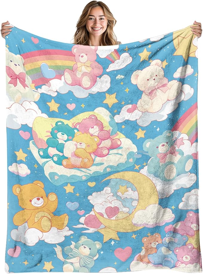 Bear Blanket, Soft Vintage Blanket for Kids and Adults, Cozy Bear Blankets Gift for Girls, Warm Flannel Throw Blankets for Bed, Sofa, Holiday, Birthday Gifts for Christmas Thanksgiving 40x50