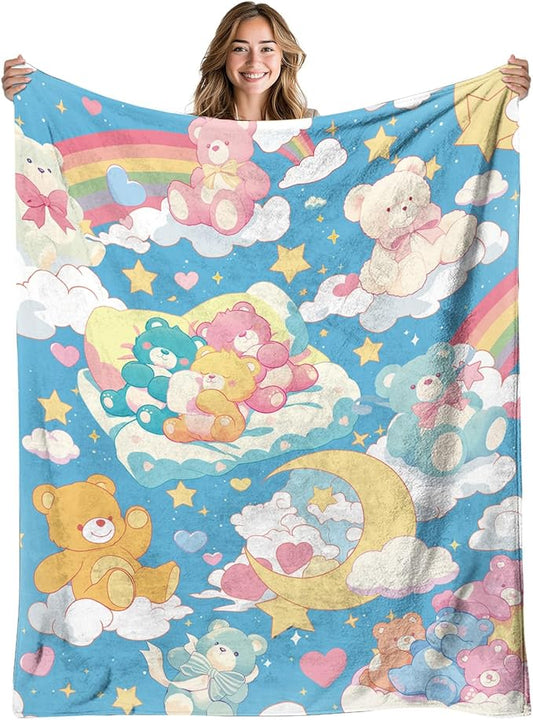 Bear Blanket, Soft Vintage Blanket for Kids and Adults, Cozy Bear Blankets Gift for Girls, Warm Flannel Throw Blankets for Bed, Sofa, Holiday, Birthday Gifts for Christmas Thanksgiving 40x50