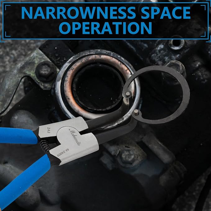 Snap Ring Pliers, 4 Pack CR-V Snap Ring Pliers Set, 7" Heavy Duty Internal/External Circlip Pliers, Straight/Bent Jaw Snap Pliers for Ring Remover Retaining Snap-Ring Plier