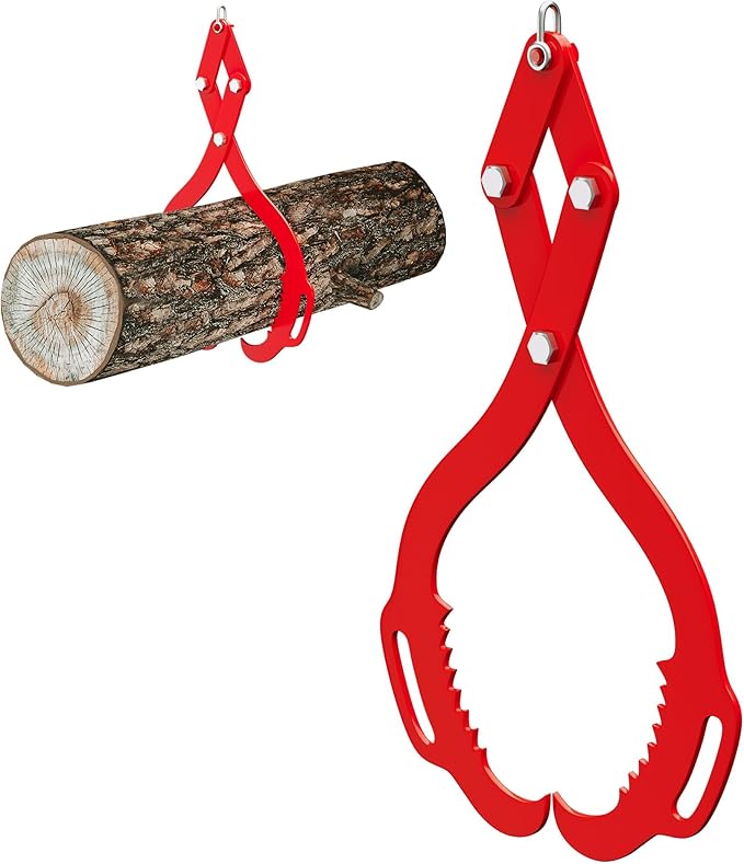 GarveeLife 18 in Log Lifting Tongs, 2 Serrated Claw Hook, 2200 LBS Heavy Duty Grapple Timber Claw with Handles, Lumber Log Skidding Tongs for Tractors, Trucks