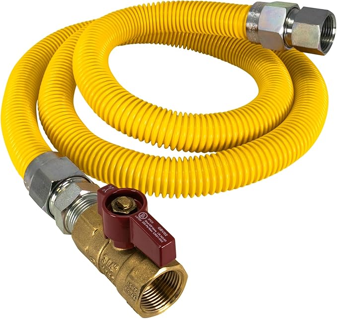 PROCURU 1" OD x 60" (5Ft) x 3/4"MIP x 3/4"FIP Flexible Gas Connector with Gas Valve and Service Valve Kit (FxF), Stainless Steel MaxFlow Tubing for Tankless Water Heater (Blue-E1 Series)