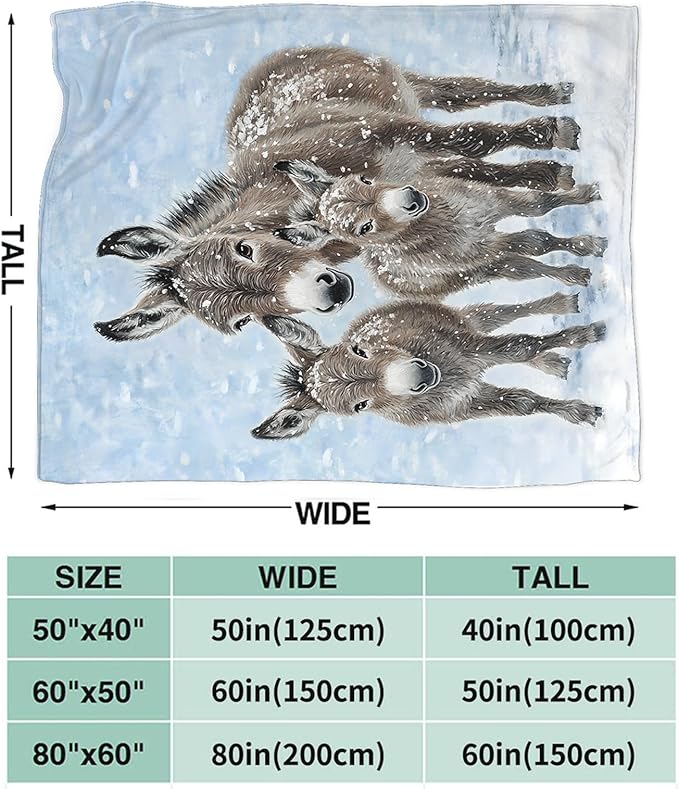 Tijuboni Donkey Throw Blanket Donkey Gifts for Girls Boys Women Men Kids Adults Soft Flannel Fleece Blanket for Couch Sofa Bed Home Decor 60"x80"