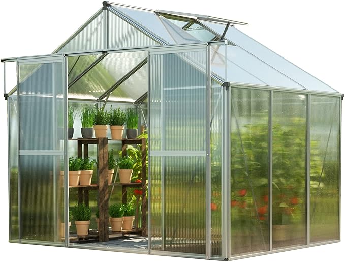 Greenhouse Topas 3 Aluminum Frame 7.4 x 6.4 ft with Approx. 8 mm Polycarbonate Panels