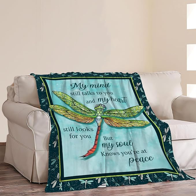 Dragonfly Blanket Dragonfly Throw Blanket Soft Fleece Flannel Bedding Dragonflies Gifts for Women Girls Lovers Adults Stuff Plush for Couch Sofa Bed Room Decor 60"X80"