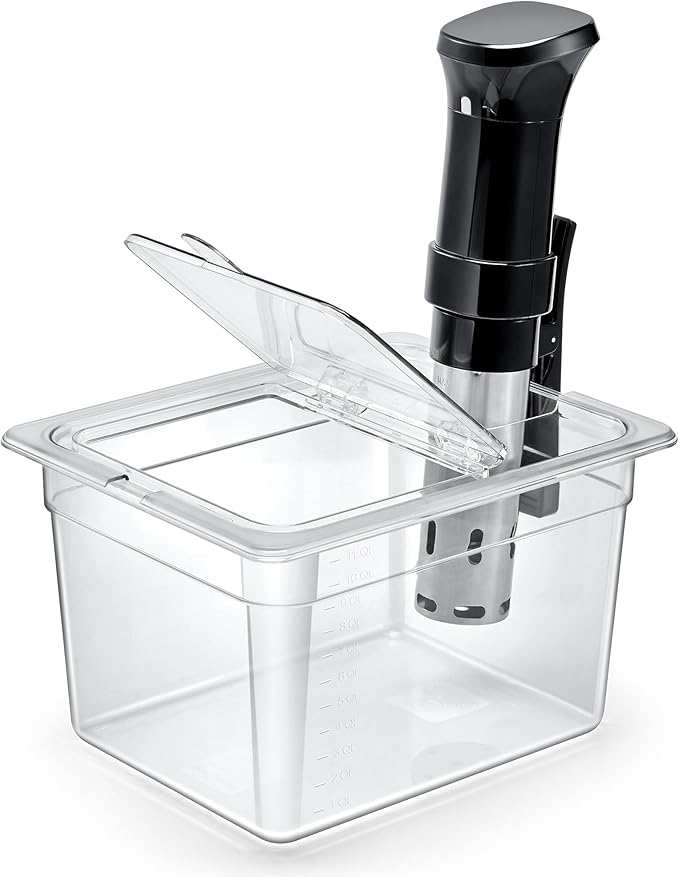 HOMENOTE Sous Vide Container 12 Quart with Universal Collapsible Hinged Lid,Sous Vide Accessories Kit BPA Free,Compatible with Anova and Most Sous Vide Cookers