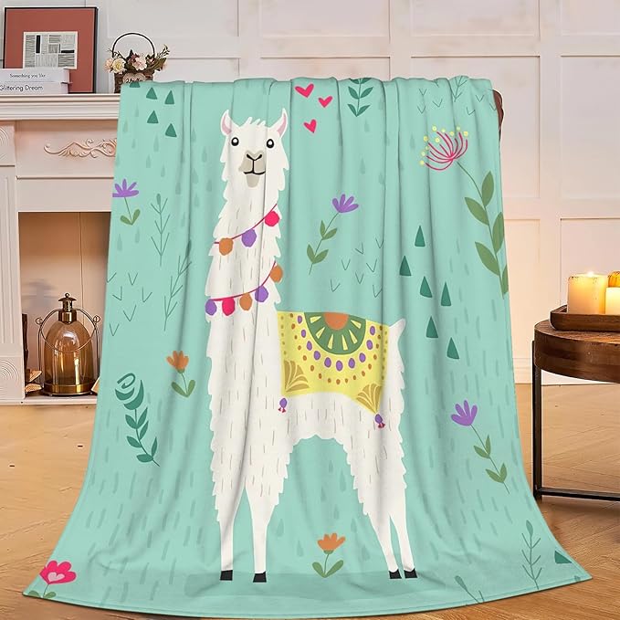 Llama Blanket Super Cozy Soft Alpaca Animal Blanket Warm Plush Fluffy Llama Alpaca Stuff Gifts for Women Girls Fleece Flannel Gift Blankets for Kids Adults 80"X60"