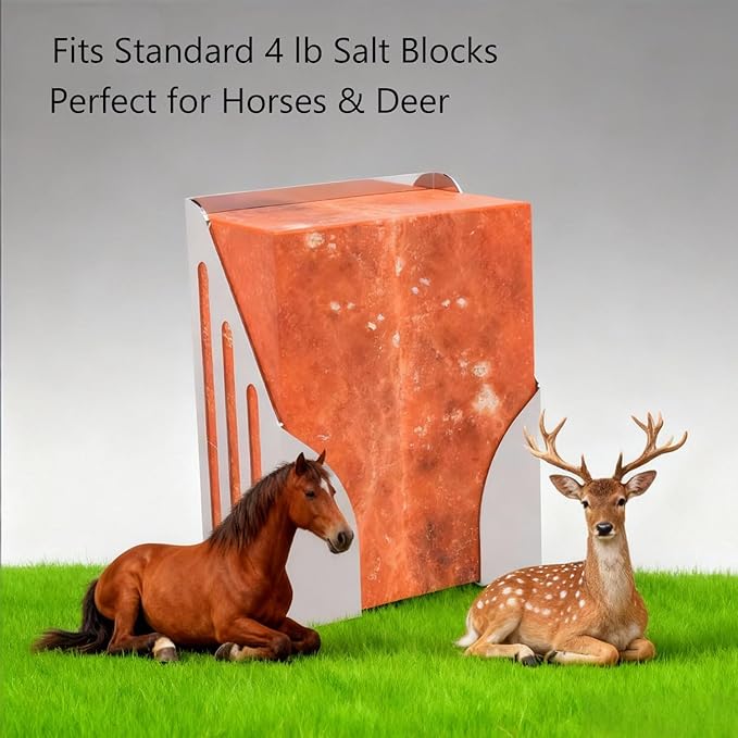 304 Stainless Steel Salt Block Holder, 4LB Mineral Salt Lick Block Holder for Deer, Goats, Horses, Cattle & Sheep, Rust-Resistant Design with Mounting Screws