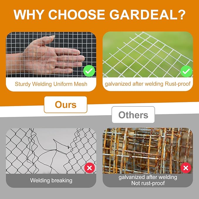 16in x 50ft 19 Gauge 1/2 Inch Hardware Cloth - Double Hot-Dipped Galvanized After Welding Steel Mesh - Duty Rust Proof Fencing for Gardens, Chicken Coops & Poultry Animal Netting Cage Screen