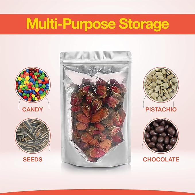 BELLE KR® 3x5 Small Mylar Bags for Freeze Dried Candy - Pack Of 300-4 Mil Thick - Clear Mylar Bags with See Through Window for Freeze Drying