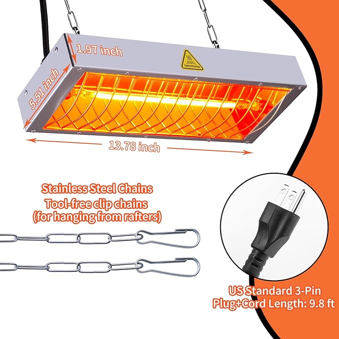 Chicken Coop Heat Lamp,600W High-Power Adjustable Chicks House Brooder Heater Warmer Lamp for Supplies Livestock,Heats Faster,Stays Hotter Longer (L14xW6xH2 inch)