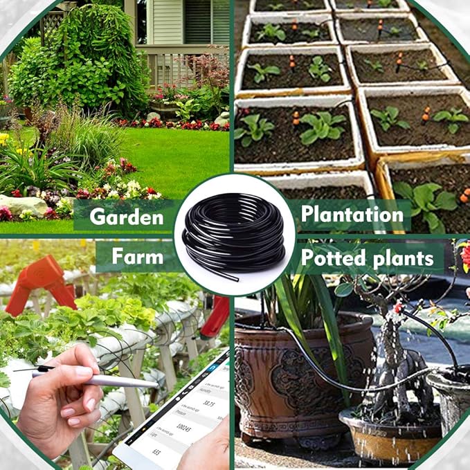 Bonviee 100ft 1/4 inch Blank Distribution Tubing Drip Irrigation Hose Garden Watering Tube Line for Small garden irrigation system