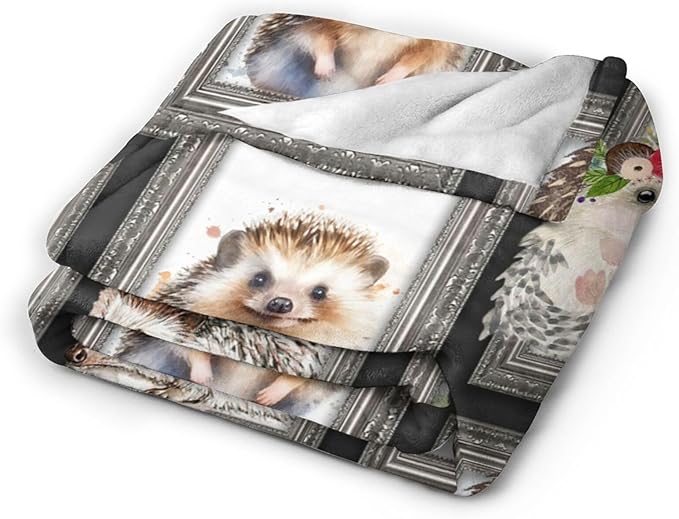 Cute Hedgehog Fleece Throw Blanket - Soft, Cozy, Warm & Lightweight - Animal Decor for Girls, Boys, Adults & Kids - 40"x50"
